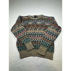 Vtg Chunky Sweater Large Cotton Retro Multicolor 90s
